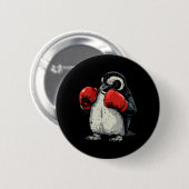 Boxender Pinguin mit Boxhandschuhen Kickboxen Lust Button (Vorne & Hinten)