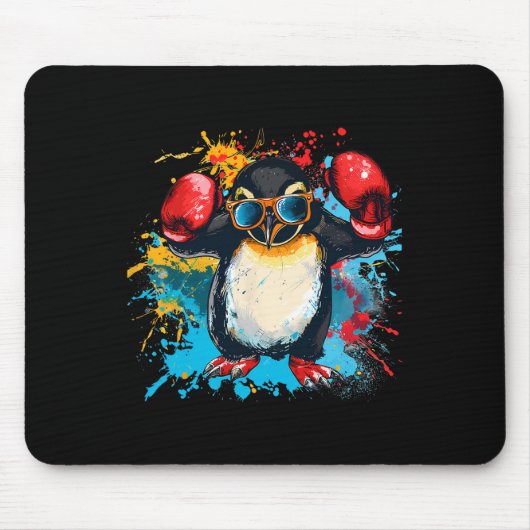 Boxender Pinguin mit Boxhandschuhen Kickboxen Lust Mousepad (Vorne)