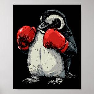 Boxender Pinguin mit Boxhandschuhen Kickboxen Lust Poster