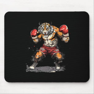 Boxender Tiger mit Boxhandschuhen Kickboxen Lustig Mousepad