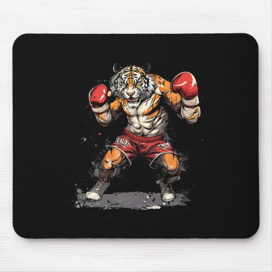 Boxender Tiger mit Boxhandschuhen Kickboxen Lustig Mousepad (Vorne)