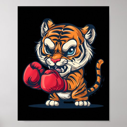 Boxender Tiger mit Boxhandschuhen Kickboxen Lustig Poster (Vorne)