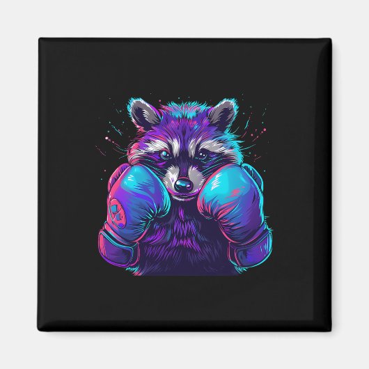 Boxender Waschbär mit Boxhandschuhen Kickboxen Lus Magnet (Vorne)