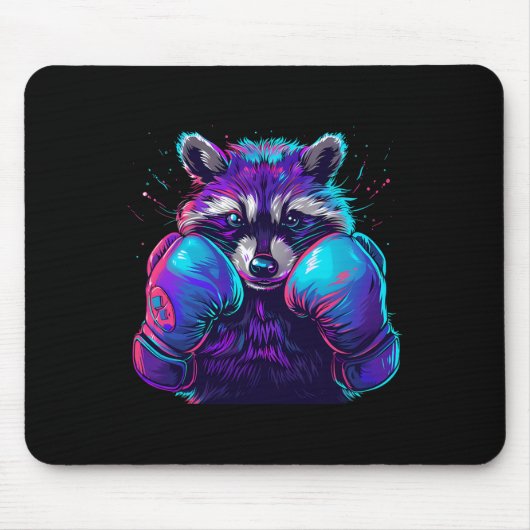 Boxender Waschbär mit Boxhandschuhen Kickboxen Lus Mousepad (Vorne)
