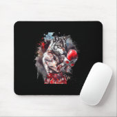 Boxender Wolf mit Boxhandschuhen Kickboxen Lustig Mousepad (Mit Mouse)