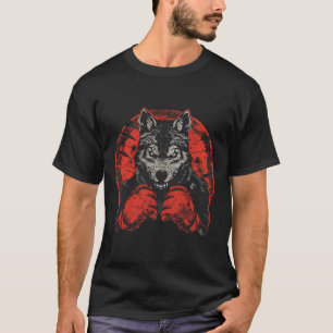 Boxender Wolf mit Boxhandschuhen Kickboxen Lustig T-Shirt