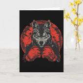 Boxender Wolf mit Boxhandschuhen Kickboxen Lustige Karte (Gelbe Blume)