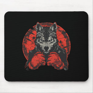 Boxender Wolf mit Boxhandschuhen Kickboxen Lustige Mousepad
