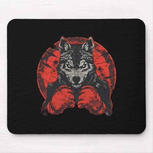 Boxender Wolf mit Boxhandschuhen Kickboxen Lustige Mousepad (Vorne)