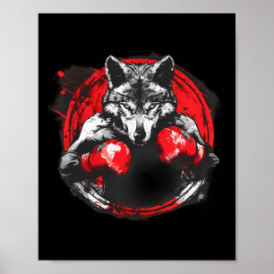 Boxender Wolf mit Boxhandschuhen Kickboxen Lustige Poster
