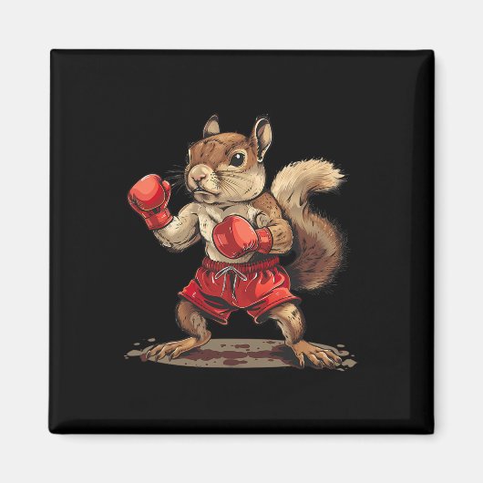 Boxendes Eichhörnchen mit Boxhandschuhen Kickboxen Magnet (Vorne)
