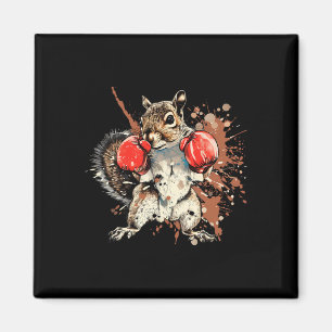 Boxendes Eichhörnchen mit Boxhandschuhen Kickboxen Magnet