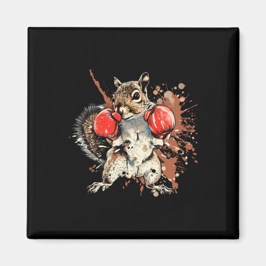 Boxendes Eichhörnchen mit Boxhandschuhen Kickboxen Magnet (Vorne)