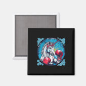 Boxendes Einhorn mit Boxhandschuhen Kickboxen Süß Magnet (Vorderseite/Rückseite)