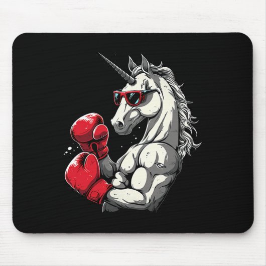 Boxendes Einhorn mit Boxhandschuhen Kickboxen Süß Mousepad (Vorne)