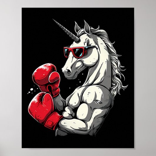 Boxendes Einhorn mit Boxhandschuhen Kickboxen Süß Poster (Vorne)