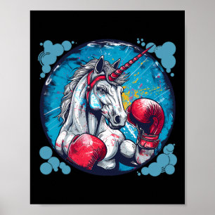 Boxendes Einhorn mit Boxhandschuhen Kickboxen Süß  Poster