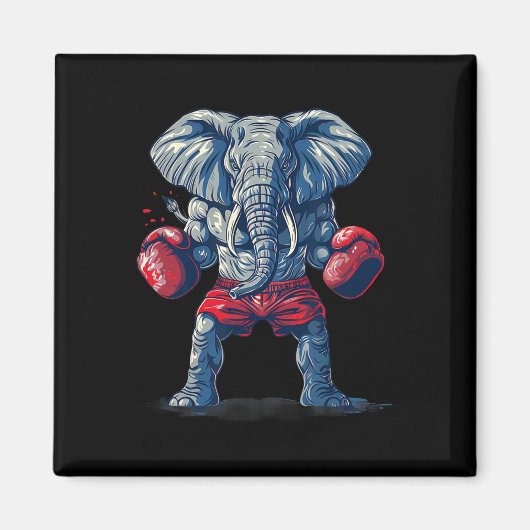 Boxendes Elefant mit Boxhandschuhen Kickboxen Lust Magnet (Vorne)