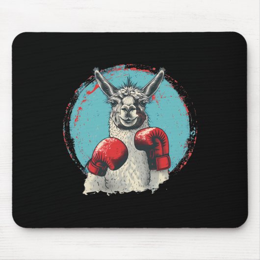 Boxendes Lama mit Boxhandschuhen Kickboxen Lustig Mousepad (Vorne)