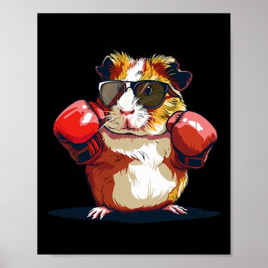 Boxendes Meerschweinchen mit Boxhandschuhen Kickbo Poster (Vorne)