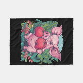 Boxendes Schwein mit Boxhandschuhen Kickboxen Lust Fleecedecke (Vorderseite (Horizontal))