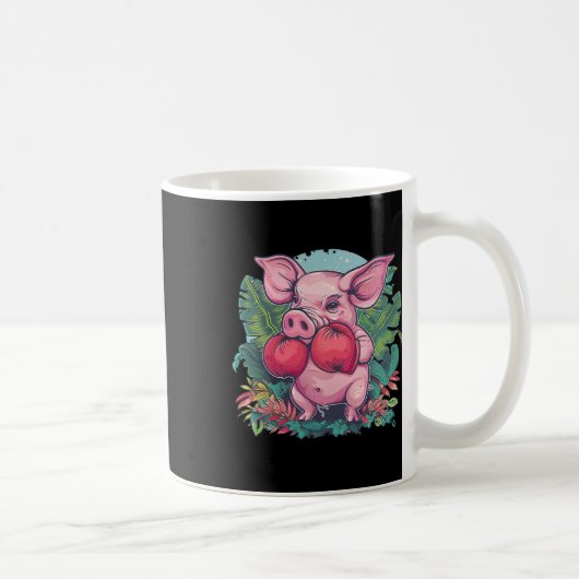 Boxendes Schwein mit Boxhandschuhen Kickboxen Lust Kaffeetasse (Rechts)