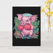 Boxendes Schwein mit Boxhandschuhen Kickboxen Lust Karte (Gelbe Blume)