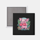 Boxendes Schwein mit Boxhandschuhen Kickboxen Lust Magnet (Vorderseite/Rückseite)