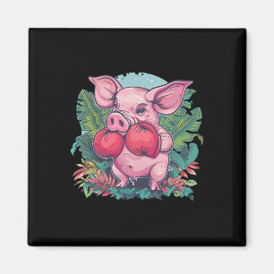 Boxendes Schwein mit Boxhandschuhen Kickboxen Lust Magnet