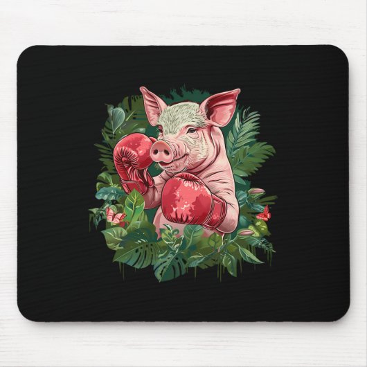 Boxendes Schwein mit Boxhandschuhen Kickboxen Lust Mousepad (Vorne)