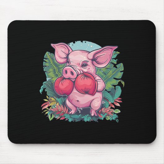 Boxendes Schwein mit Boxhandschuhen Kickboxen Lust Mousepad (Vorne)