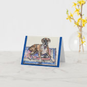 Boxer 3 Wasserfarbe, Verbindung zwischen Hund und  Karte (Gelbe Blume)