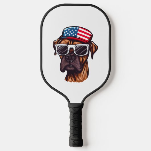 Boxer 4. Juli Party Pickleball Schläger (Vorderseite)
