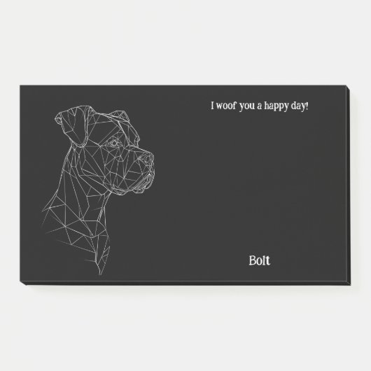 Boxer Abstrakt Art Dog Name Post-it Klebezettel (Vorderseite)