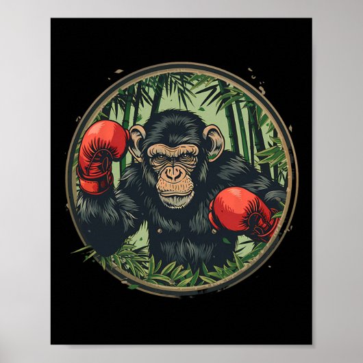 Boxer-Affe mit Boxhandschuhen Kickboxen Lustig B Poster (Vorne)