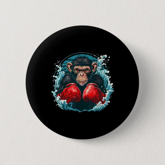 Boxer Affe mit Boxhandschuhen Kickboxing Funny B Button (Vorderseite)