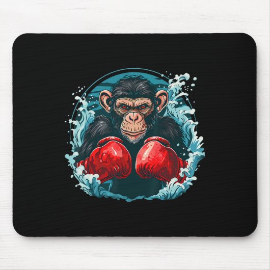 Boxer Affe mit Boxhandschuhen Kickboxing Funny B Mousepad (Vorne)