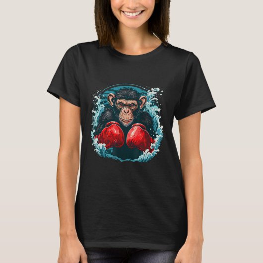 Boxer Affe mit Boxhandschuhen Kickboxing Funny B T-Shirt (Vorderseite)