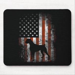 Boxer American Flag Shirt USA 4. Juli Hund Geschen Mousepad