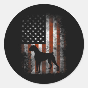 Boxer American Flag Shirt USA 4. Juli Hund Geschen Runder Aufkleber