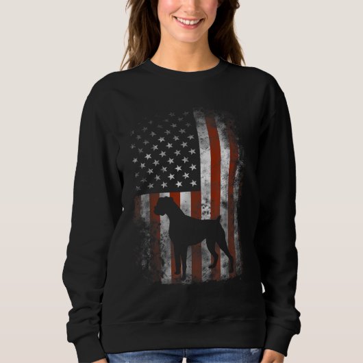 Boxer American Flag USA 4. Juli Dog Geschenke Sweatshirt (Vorderseite)