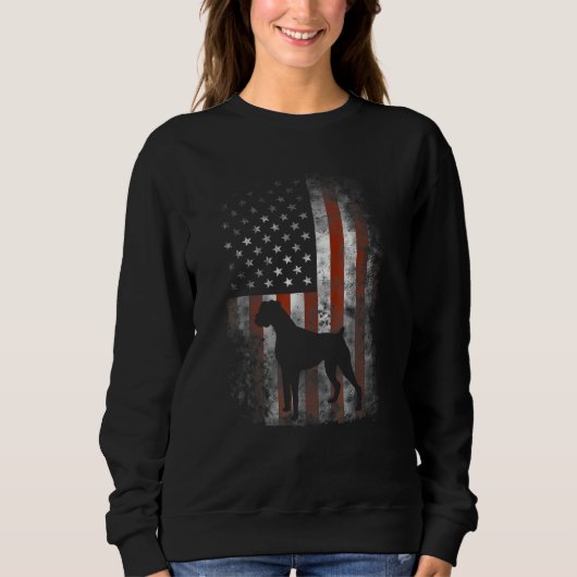 Boxer American Flag USA 4. Juli Hund Sweatshirt (Vorderseite)