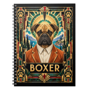 Boxer, Art Deco Hund Notizblock