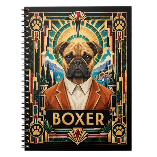 Boxer, Art Deco Hund Notizblock (Vorderseite)