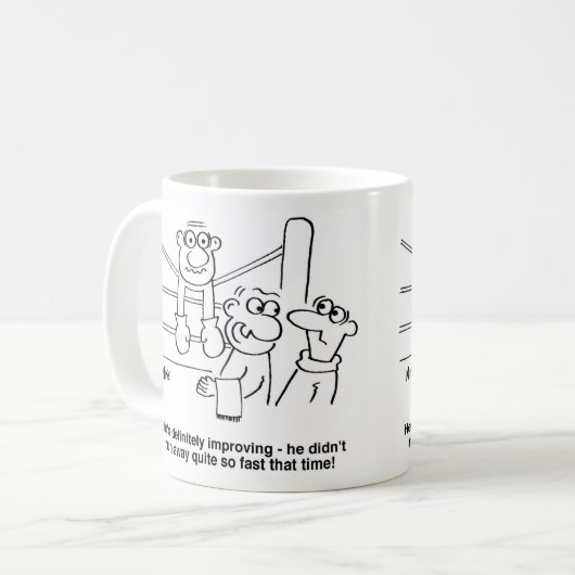 Boxer auf dem Ropes-Cartoon Kaffeetasse (Vorderseite Links)