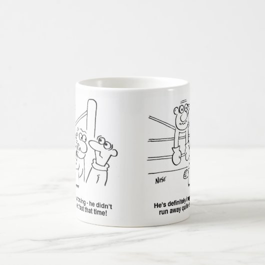 Boxer auf dem Ropes-Cartoon Kaffeetasse (Mittel)