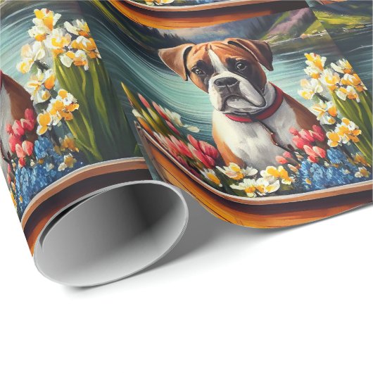 Boxer auf einem Paddle: Ein Landschaftliches Abent Geschenkpapier (Rolleneckpunkt)
