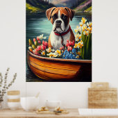 Boxer auf einem Paddle: Ein Landschaftliches Abent Poster (Küche)