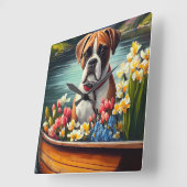 Boxer auf einem Paddle: Ein Landschaftliches Abent Quadratische Wanduhr (Winkel)