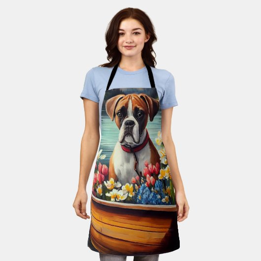 Boxer auf einem Paddle: Ein Landschaftliches Abent Schürze (Getragen)